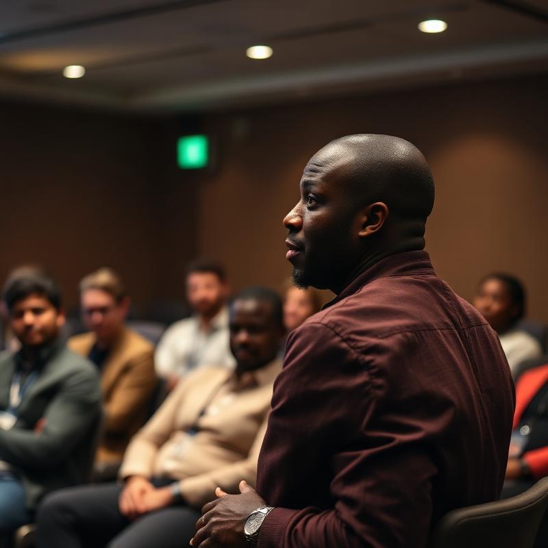 Delegate presenting to an engaged audience